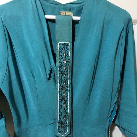 Vintage 1950’s authentic teal dress A-line - Picture 8 of 14
